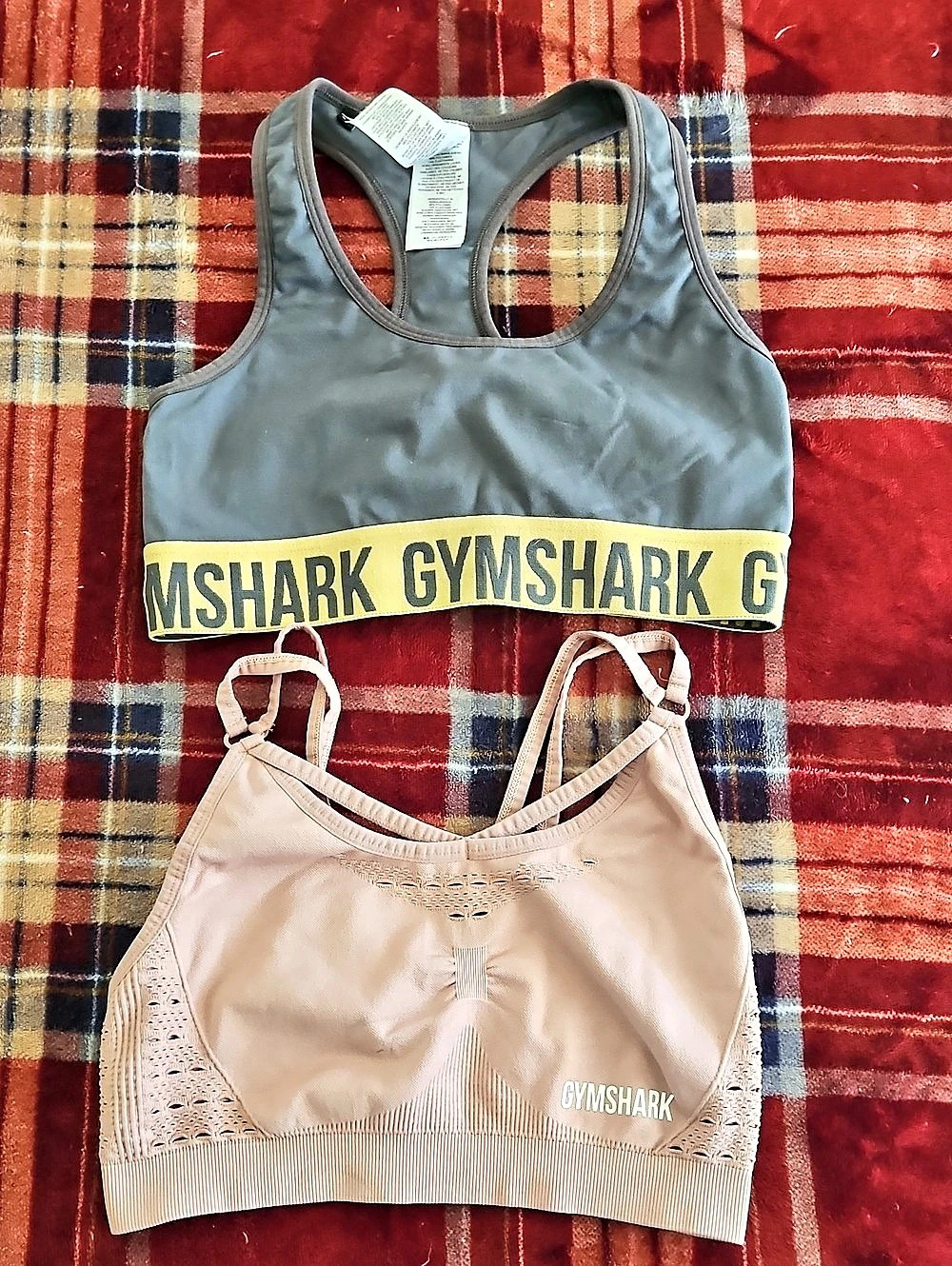 GYMSHARK Sports Bra Set Gray & Pink Size Medium